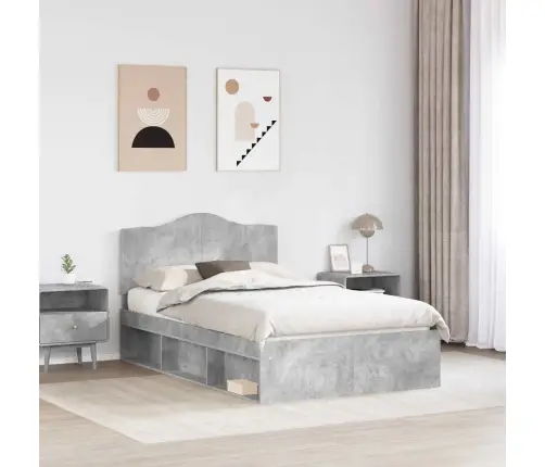 Voodi Raam Peaga Betoonhall 135 X 190 Cm Tahke Mänd