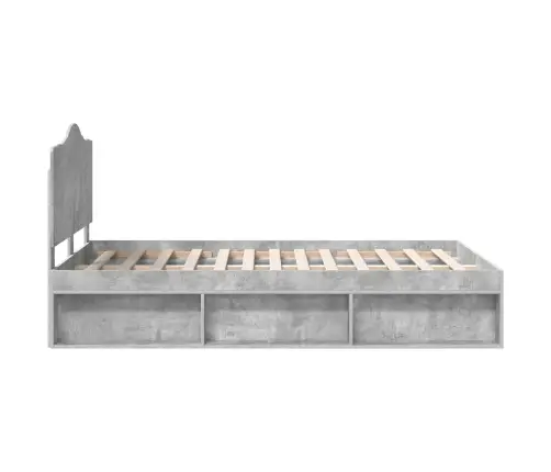 Voodi Raam Peaga Betoonhall 135 X 190 Cm Tahke Mänd