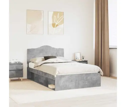 Gultas Rāmis Betons 120 X 200 Cm Ciets Priedes Koks Vidaxl