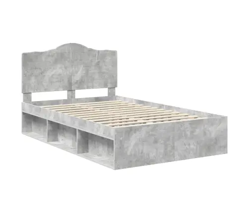 Gultas Rāmis Betons 120 X 200 Cm Ciets Priedes Koks Vidaxl