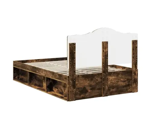 Gultas Rāmis Dūmaka Ozols 120 X 200 Cm Ciets Priedes Koks Vidaxl