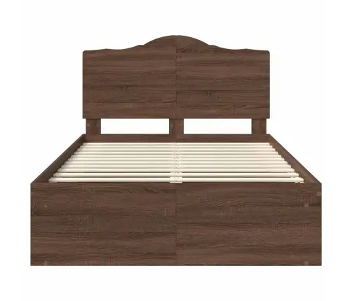 Gultas Rāmis Brūns Ozols 120 X 200 Cm Ciets Priedes Koks Vidaxl