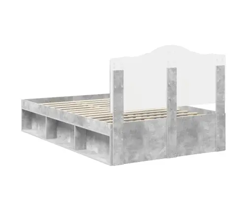 Voodi Raam Peaga Betoon 120 X 190 Cm Tahke Mänd