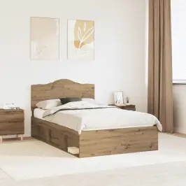 Gultas Rāmis Mākslīgā Ozola 120 X 190 Cm Ciets Priedes Koks Vidaxl Gultas Rāmis Mākslīgā Ozola 120 X 190 Cm Ciets Priedes Koks Vidaxl