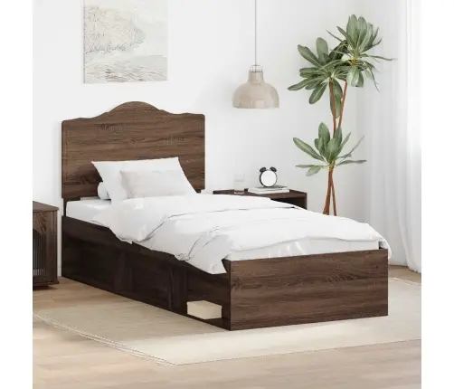 Gultas Rāmis Brūns Ozols 100 X 200 Cm Ciets Priedes Koks Vidaxl