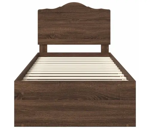 Gultas Rāmis Brūns Ozols 100 X 200 Cm Ciets Priedes Koks Vidaxl