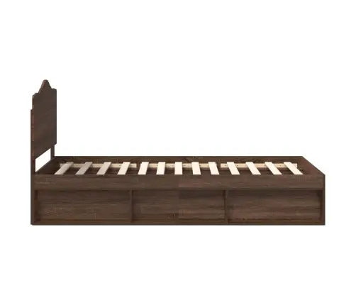 Gultas Rāmis Brūns Ozols 100 X 200 Cm Ciets Priedes Koks Vidaxl