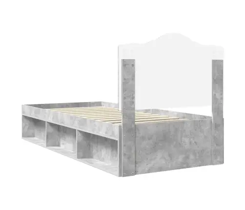 Gultas Rāmis Betons 90 X 200 Cm Ciets Priedes Koks Vidaxl