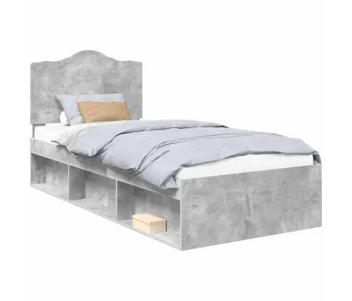 Gultas Rāmis Betons 90 X 200 Cm Ciets Priedes Koks Vidaxl