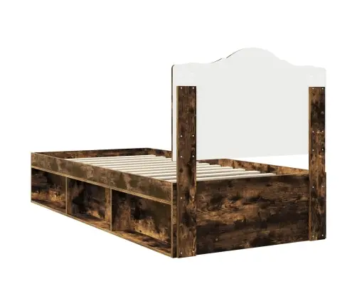 Gultas Rāmis Dūmaka Ozols 90 X 200 Cm Ciets Priedes Koks Vidaxl