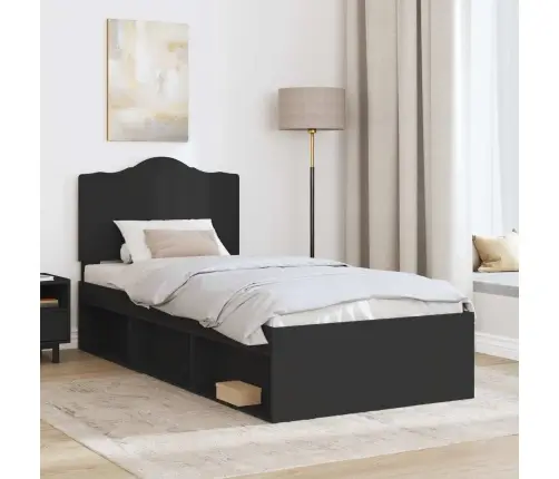 Gultas Rāmis Melna 90 X 190 Cm Ciets Priedes Koks Vidaxl