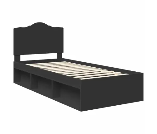 Gultas Rāmis Melna 90 X 190 Cm Ciets Priedes Koks Vidaxl