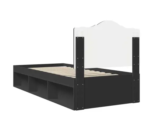 Gultas Rāmis Melna 90 X 190 Cm Ciets Priedes Koks Vidaxl