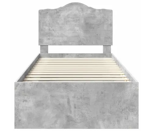 Voodi Raam Peaga Betoonhall 90 X 190 Cm Tahke Mänd