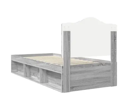 Gultas Rāmis Pelēks Sonoma 90 X 190 Cm Ciets Priedes Koks Vidaxl