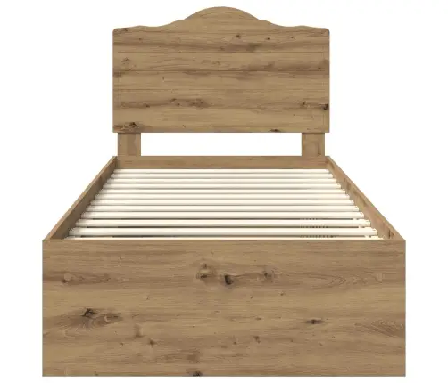 Gultas Rāmis Mākslīgā Ozola 90 X 190 Cm Ciets Priedes Koks Vidaxl