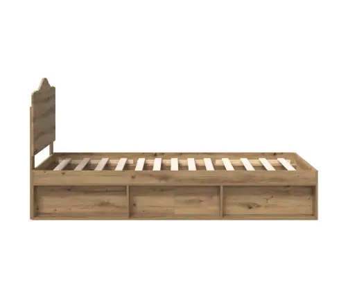 Gultas Rāmis Mākslīgā Ozola 90 X 190 Cm Ciets Priedes Koks Vidaxl