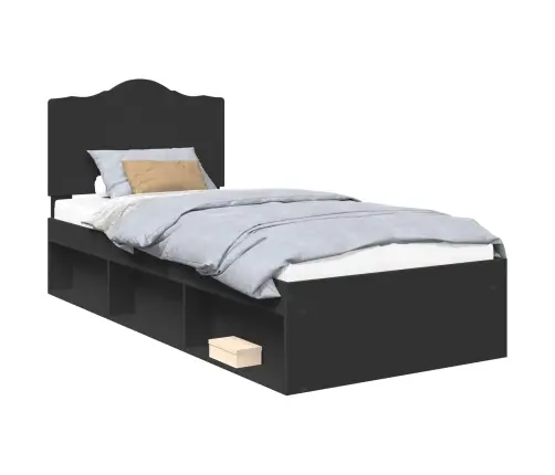 Gultas Rāmis Melna 75 X 190 Cm Ciets Priedes Koks Vidaxl