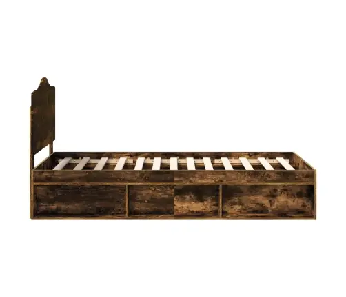 Gultas Rāmis Dūmaka Ozols 75 X 190 Cm Ciets Priedes Koks Vidaxl