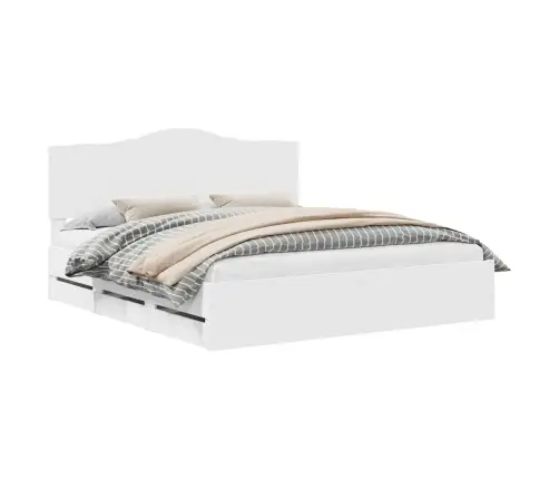 Gultas Rāmis Ar Atvilktni Balts 200 X 200 Cm Inženieru Koks Vidaxl