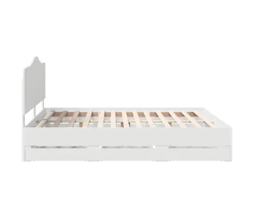 Gultas Rāmis Ar Atvilktni Balts 200 X 200 Cm Inženieru Koks Vidaxl