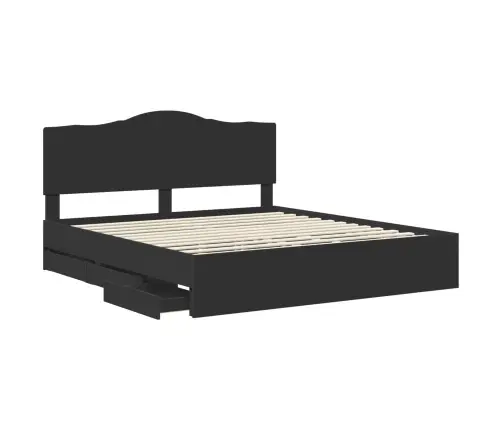 Voodi Raam Sahtliga Peaga Must 200 X 200 Cm Inseneripuit