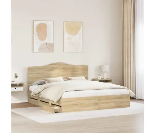 Gultas Rāmis Sonoma Ozols 200 X 200 Cm Inženieru Koks Vidaxl