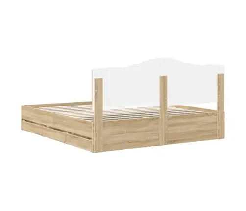 Gultas Rāmis Sonoma Ozols 200 X 200 Cm Inženieru Koks Vidaxl