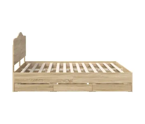 Gultas Rāmis Sonoma Ozols 200 X 200 Cm Inženieru Koks Vidaxl