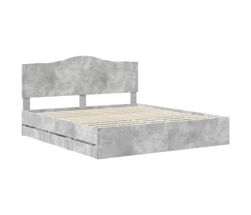 Gultas Rāmis Betona Pelēks 200 X 200 Cm Inženieru Koks Vidaxl