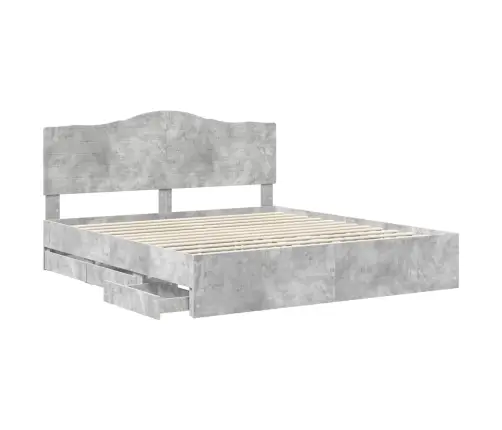 Gultas Rāmis Betona Pelēks 200 X 200 Cm Inženieru Koks Vidaxl