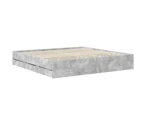 Gultas Rāmis Betona Pelēks 200 X 200 Cm Inženieru Koks Vidaxl
