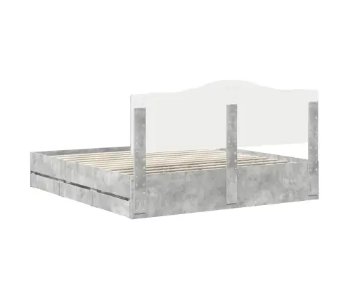 Gultas Rāmis Betona Pelēks 200 X 200 Cm Inženieru Koks Vidaxl