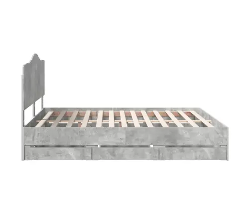 Gultas Rāmis Betona Pelēks 200 X 200 Cm Inženieru Koks Vidaxl