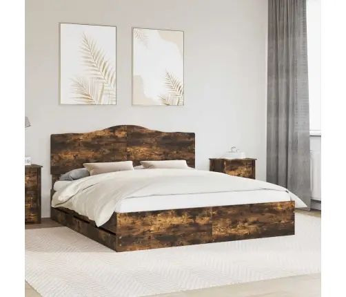 Voodi Raam Sahtliga Suitsetatud Tamm 200 X 200 Cm Inseneripuit