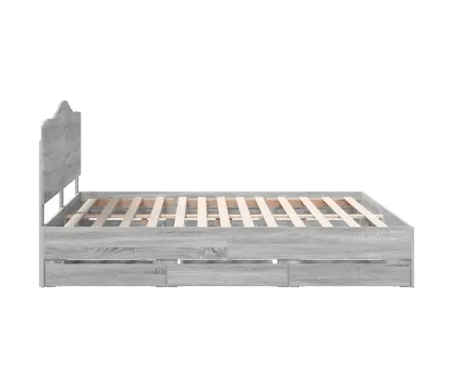 Gultas Rāmis Pelēks Sonoma 200 X 200 Cm Inženieru Koks Vidaxl