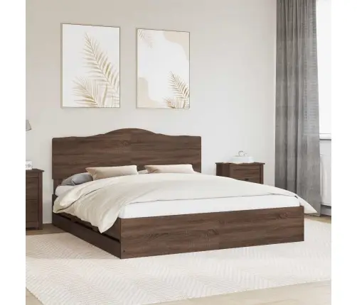 Voodi Raam Sahtliga Peaga Pruun Tamme 200 X 200 Cm Inseneripuit