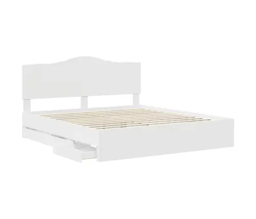 Gultas Rāmis Ar Atvilktni Balts 180 X 200 Cm Inženieru Koks Vidaxl