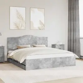 Gultas Rāmis Betona Pelēks 180 X 200 Cm Inženieru Koks Vidaxl