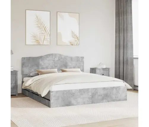 Gultas Rāmis Betona Pelēks 180 X 200 Cm Inženieru Koks Vidaxl