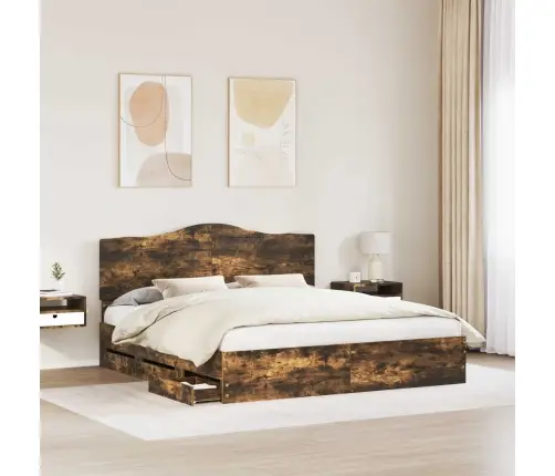 Voodi Raam Sahtliga Suitsetatud Tamm 180 X 200 Cm Inseneripuit