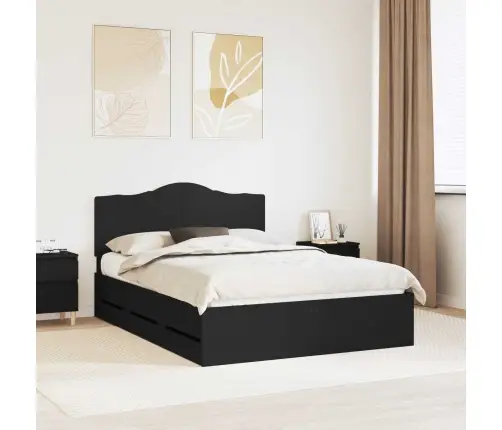 Lovos Rėmas Su Stalčių Juoda 150 X 200 Cm Inžinerinė Mediena