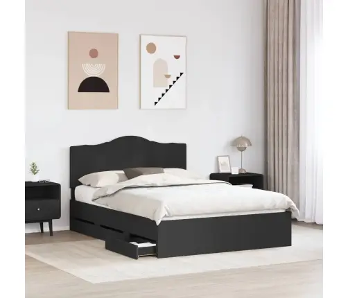 Lovos Rėmas Su Stalčių Juoda 150 X 200 Cm Inžinerinė Mediena