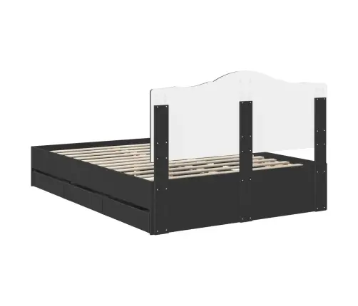 Lovos Rėmas Su Stalčių Juoda 150 X 200 Cm Inžinerinė Mediena