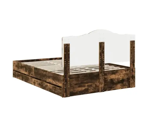 Gultas Rāmis Dūmaka Ozols 150 X 200 Cm Inženieru Koks Vidaxl