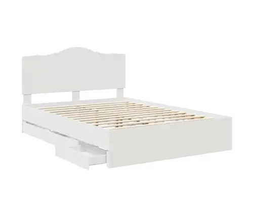 Gultas Rāmis Ar Atvilktni Balts 140 X 190 Cm Inženieru Koks Vidaxl