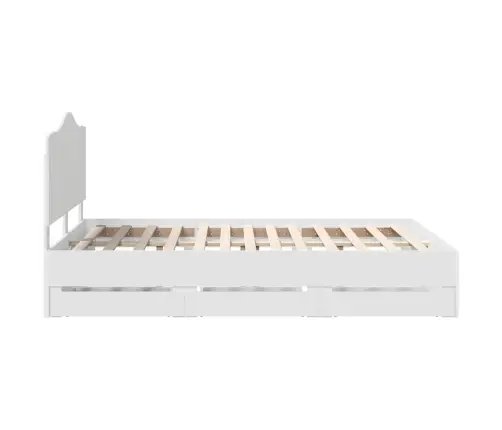 Gultas Rāmis Ar Atvilktni Balts 140 X 190 Cm Inženieru Koks Vidaxl