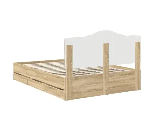 Gultas Rāmis Sonoma Ozols 140 X 190 Cm Inženieru Koks Vidaxl