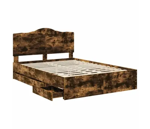 Gultas Rāmis Dūmaka Ozols 140 X 190 Cm Inženieru Koks Vidaxl