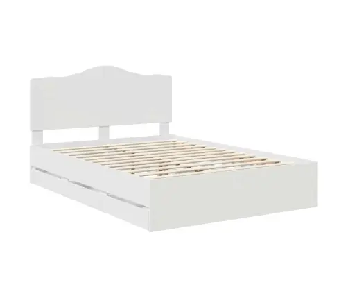 Gultas Rāmis Ar Atvilktni Balts 140 X 200 Cm Inženieru Koks Vidaxl